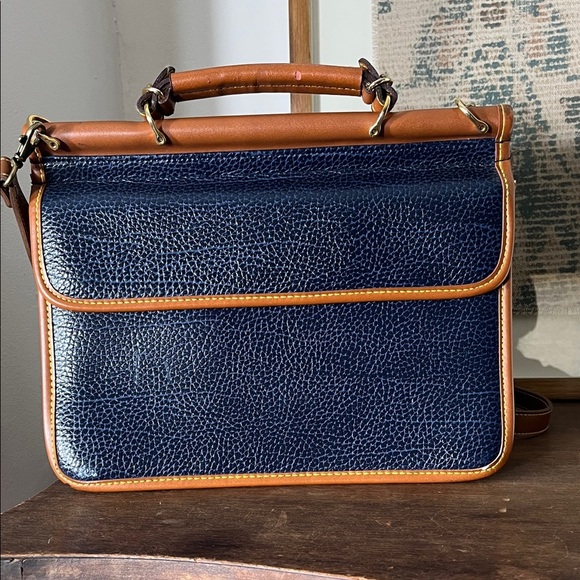 Navy and Tan Leather Women's Bag - Picture 8 of 11